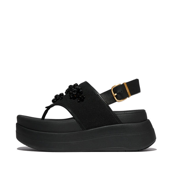 F-MODE STACK BEADED BACK-STRAP TOE-POST SANDALS - BLACK (E2I-001)