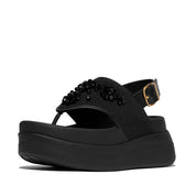 F-MODE STACK BEADED BACK-STRAP TOE-POST SANDALS - BLACK (E2I-001)