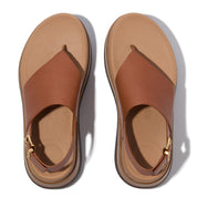 F-MODE STACK LEATHER BACK-STRAP TOE-POST SANDALS - DEEP TAN (E2G-C15)
