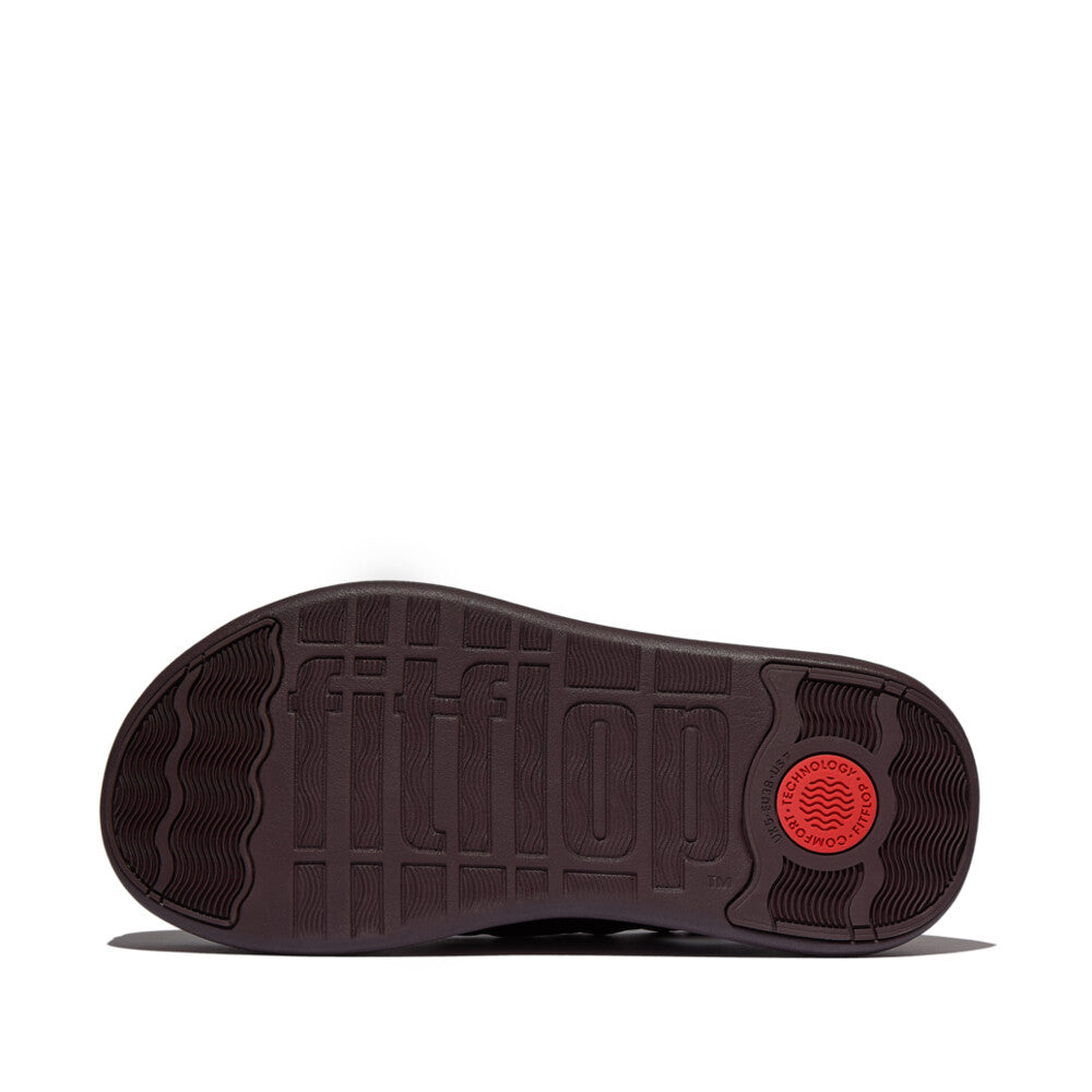 F-MODE STACK QUILTED-LEATHER BACK-STRAP TOE-POST SANDALS - PLUMBERRY (E4M-C88)