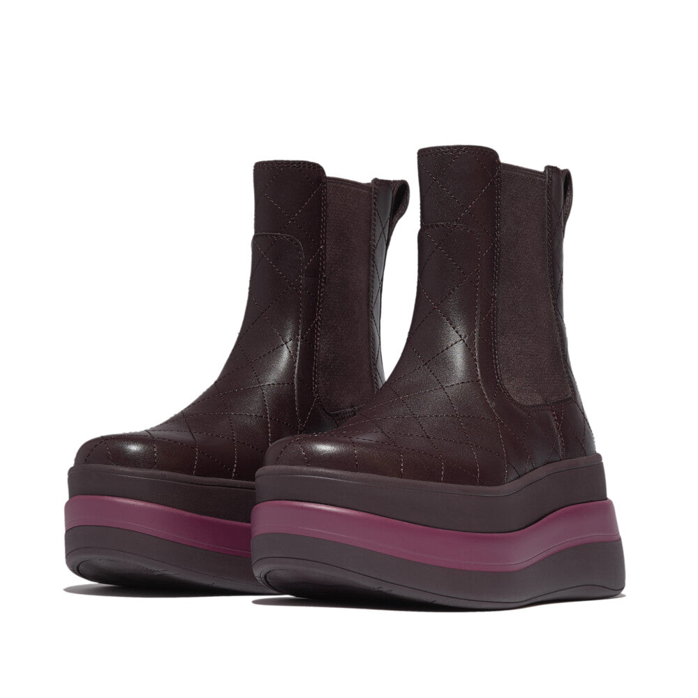 F-MODE STACK QUILTED-LEATHER HIGH CHELSEA BOOTS