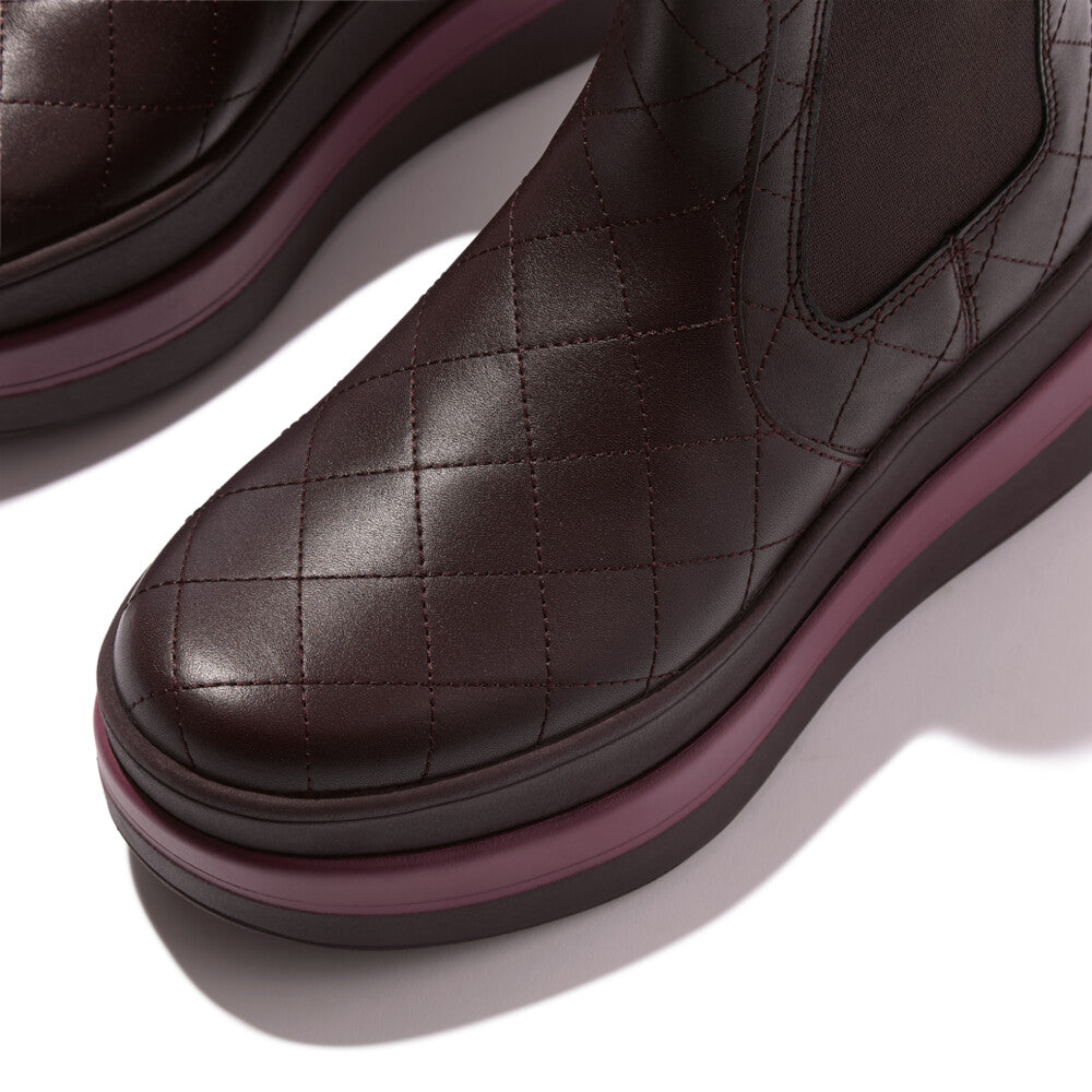 F-MODE STACK QUILTED-LEATHER HIGH CHELSEA BOOTS