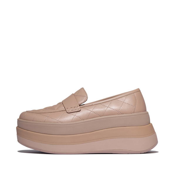 F-MODE STACK QUILTED-LEATHER LOAFERS