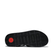 F-MODE V-WEAVE/LEATHER FISHERMAN SANDALS -BLACK MIX (E4V-231)