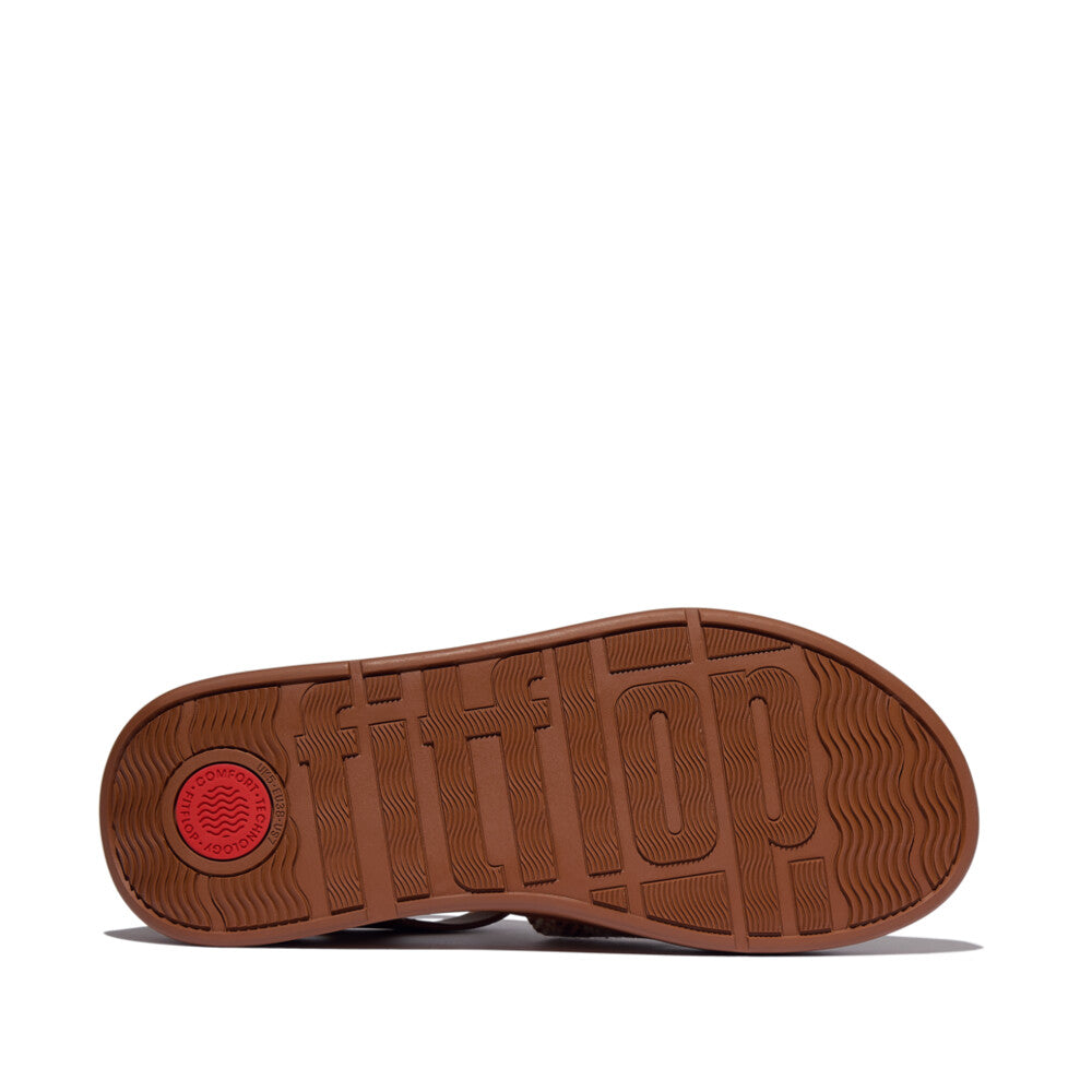 F-MODE V-WEAVE/LEATHER FISHERMAN SANDALS - DEEP TAN/PARIS BEIGE (E4V-D18)