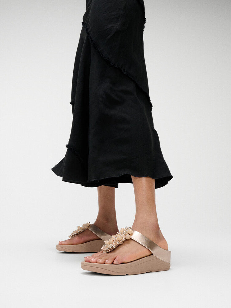 FINO BAUBLE-BEAD TOE-POST SANDALS - METALLIC CLASSIC BEIGE