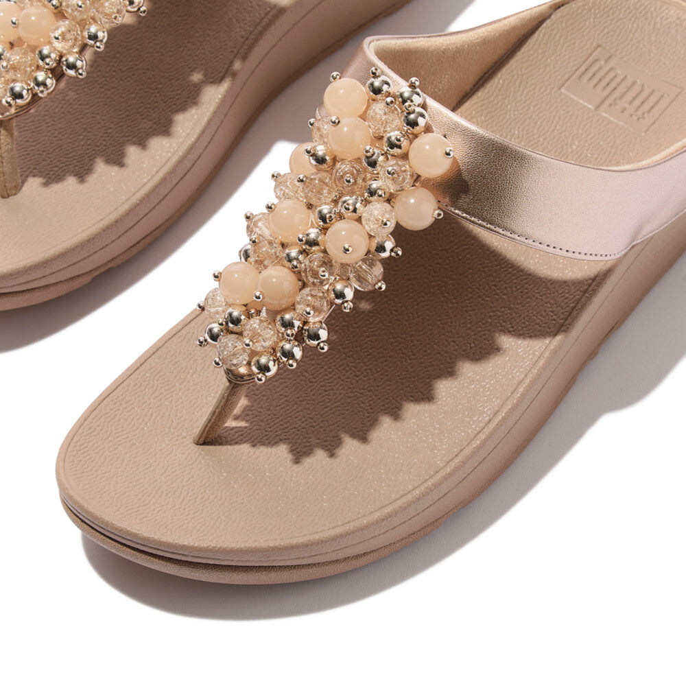FINO BAUBLE-BEAD TOE-POST SANDALS - METALLIC CLASSIC BEIGE
