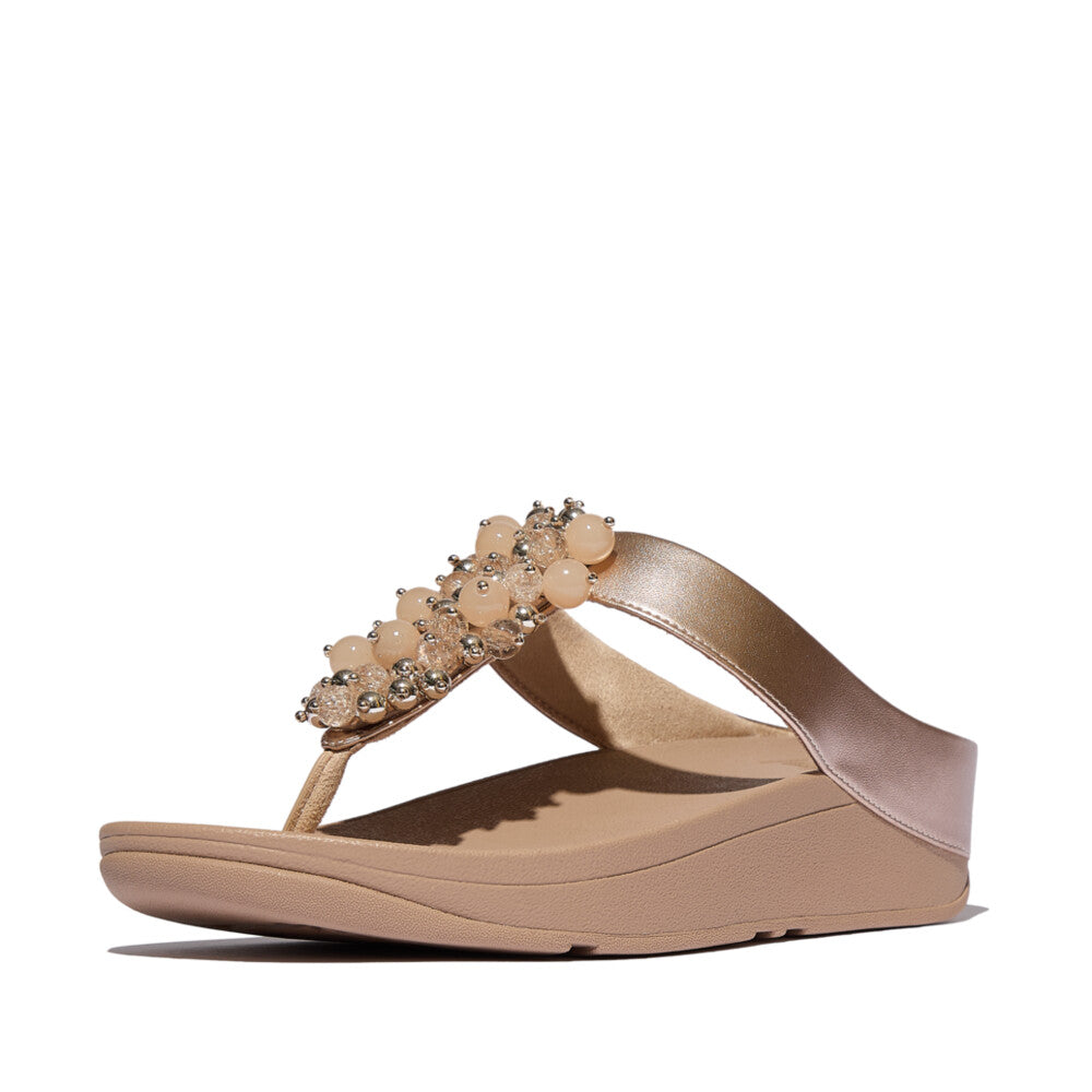 FINO BAUBLE-BEAD TOE-POST SANDALS - METALLIC CLASSIC BEIGE
