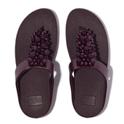 FINO BAUBLE-BEAD TOE-POST SANDALS - METALLIC PLUMBERRY
