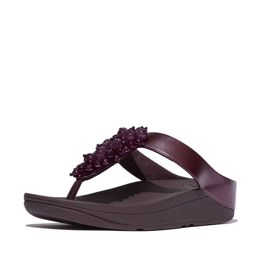 FINO BAUBLE-BEAD TOE-POST SANDALS - METALLIC PLUMBERRY