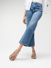 FINO BEADIE-BUTTON METALLIC TOE-POST SANDALS - METALLIC CLASSIC BEIGE