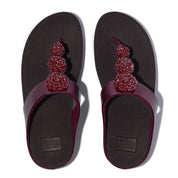 FINO BEADIE-BUTTON METALLIC TOE-POST SANDALS - METALLIC RUBY