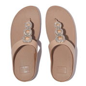 FINO CRYSTAL-CHAIN LEATHER TOE-POST SANDALS - CLASSIC BEIGE(HX2-B41)