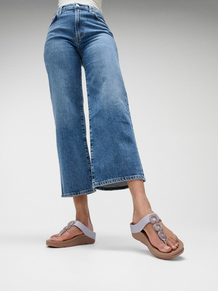 FINO CRYSTAL-CHAIN LEATHER TOE-POST SANDALS - COOL LILAC(HX2-C99)