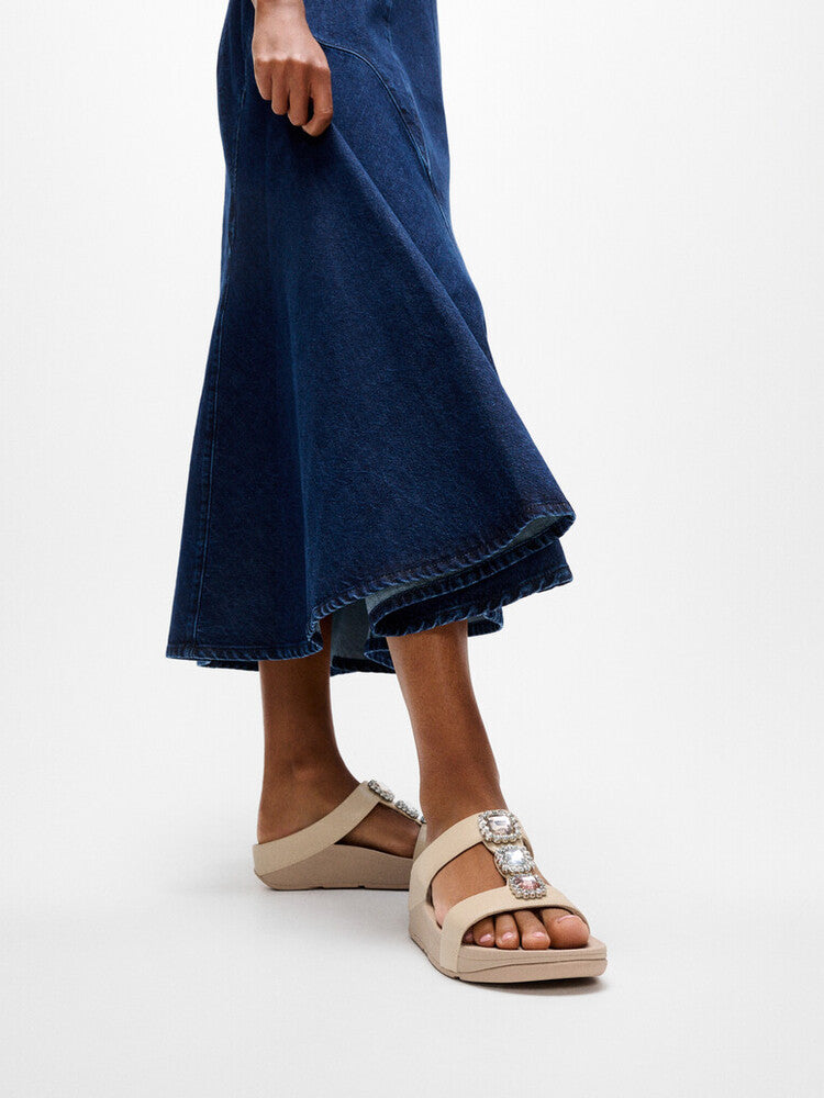 FINO CRYSTAL-JEWEL H-BAR SLIDES - CLASSIC BEIGE