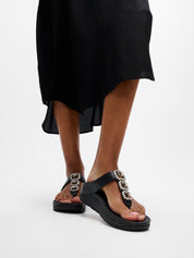 FINO CRYSTAL-JEWEL TOE-POST SANDALS - BLACK