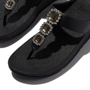 FINO CRYSTAL-JEWEL TOE-POST SANDALS - BLACK