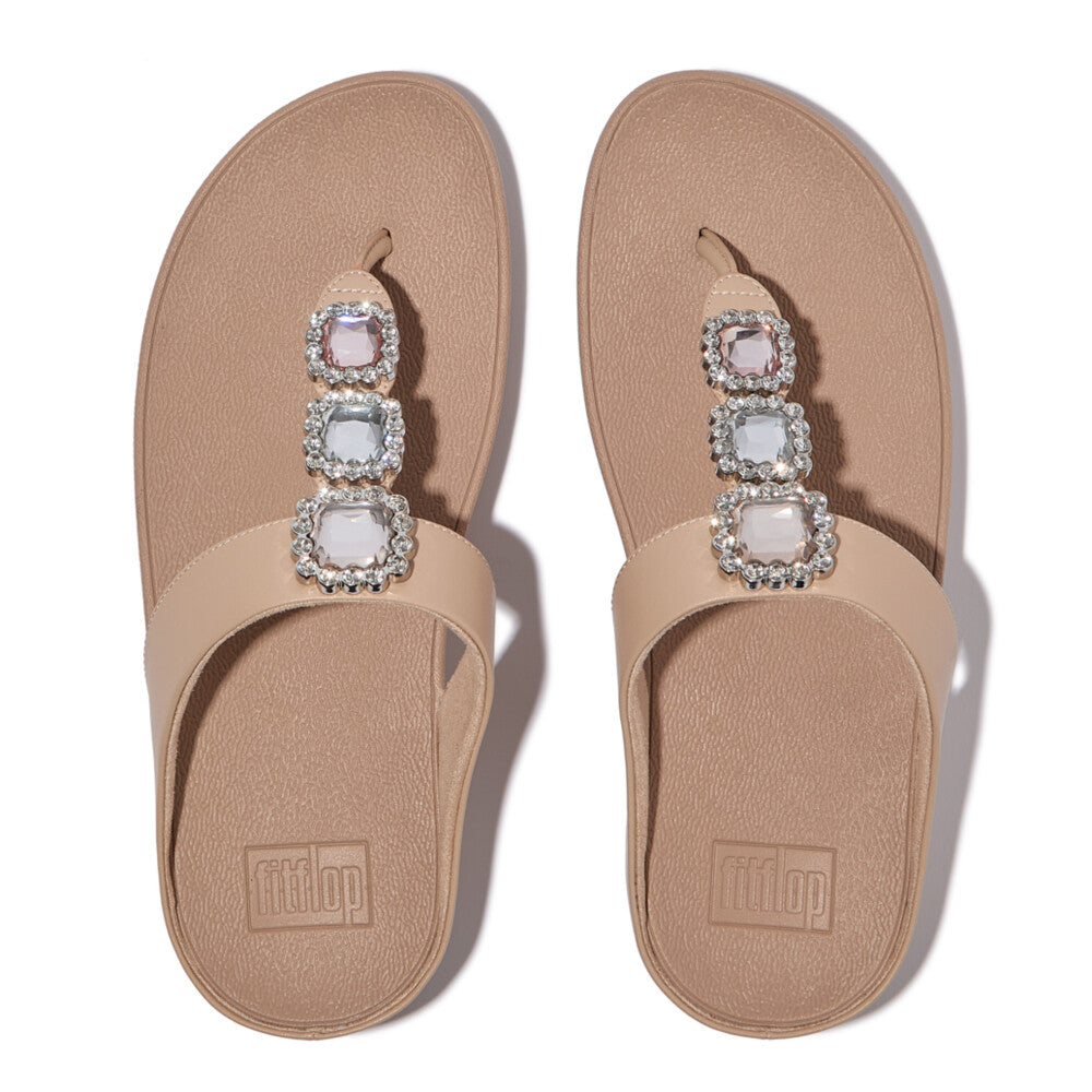 FINO CRYSTAL-JEWEL TOE-POST SANDALS