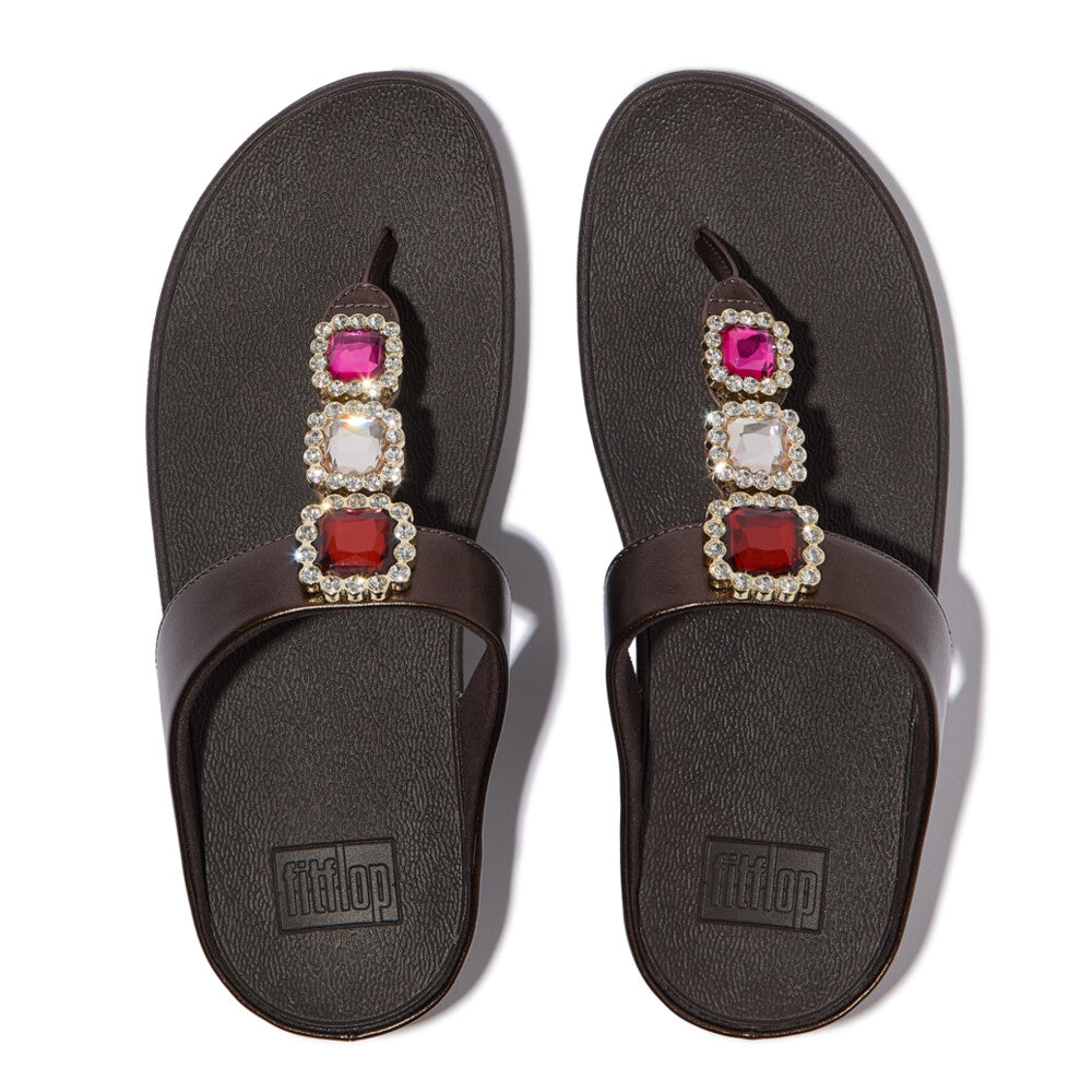 FINO CRYSTAL-JEWEL TOE-POST SANDALS
