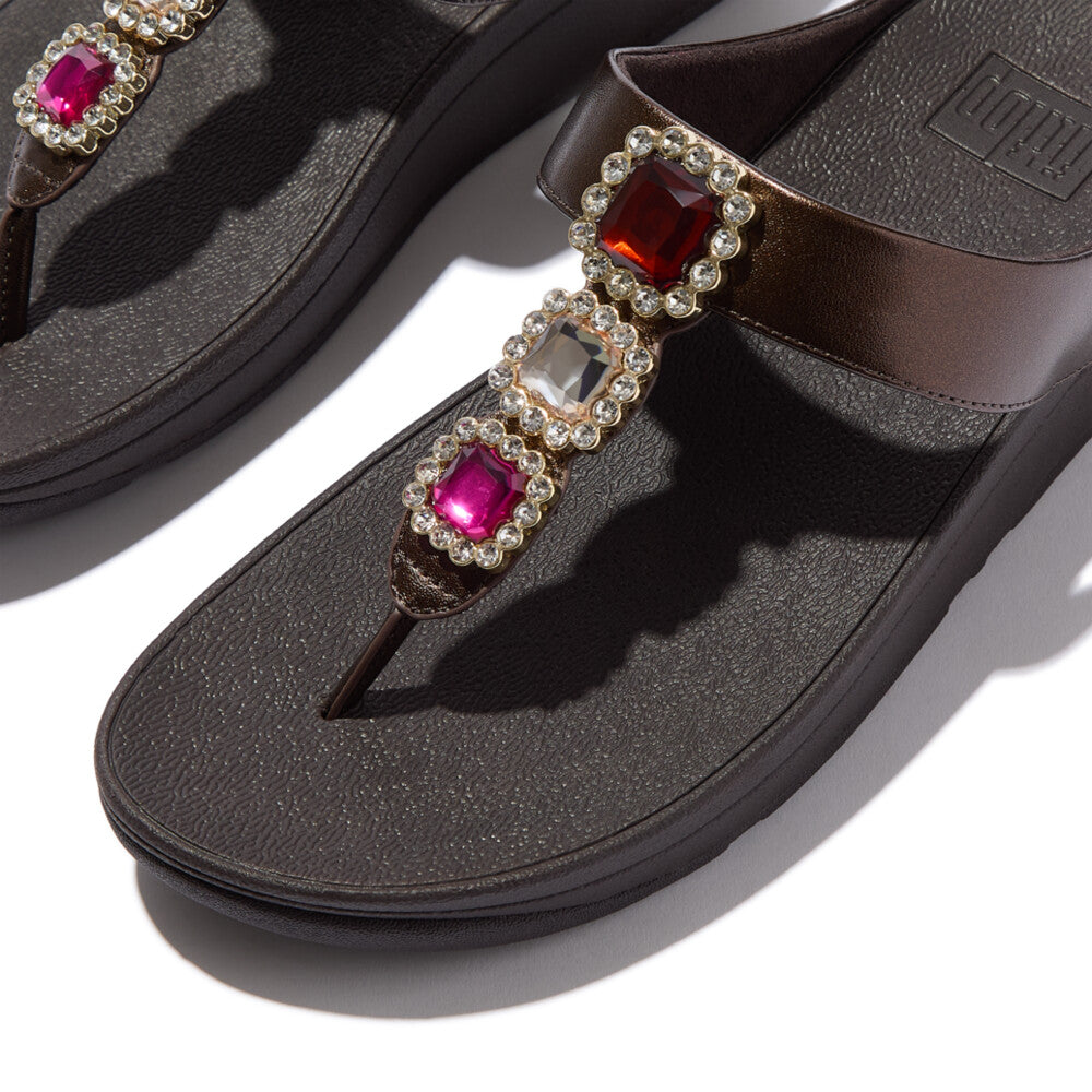 FINO CRYSTAL-JEWEL TOE-POST SANDALS