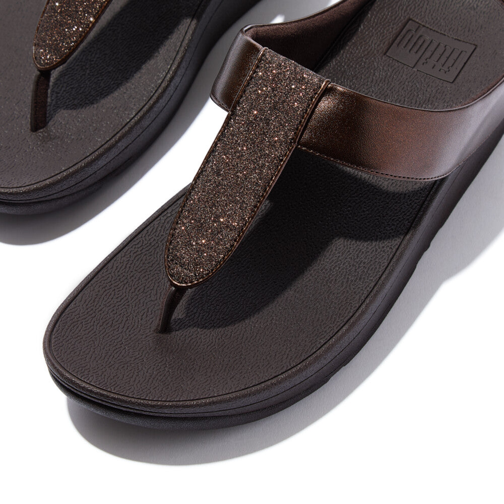 FINO GLITTERDUSTMETALLIC TOE-POST SANDALS - METALLIC CHOCOLATE BROWN