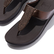 FINO GLITTERDUSTMETALLIC TOE-POST SANDALS - METALLIC CHOCOLATE BROWN