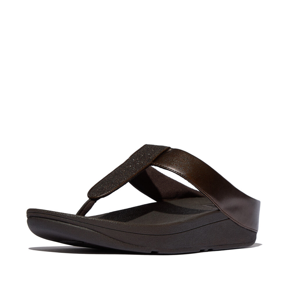 FINO GLITTERDUSTMETALLIC TOE-POST SANDALS - METALLIC CHOCOLATE BROWN