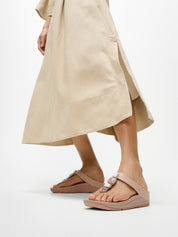 FINO MULTI-STONE LEATHER TOE-POST SANDALS- CLASSIC BEIGE