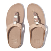 FINO MULTI-STONE LEATHER TOE-POST SANDALS- CLASSIC BEIGE