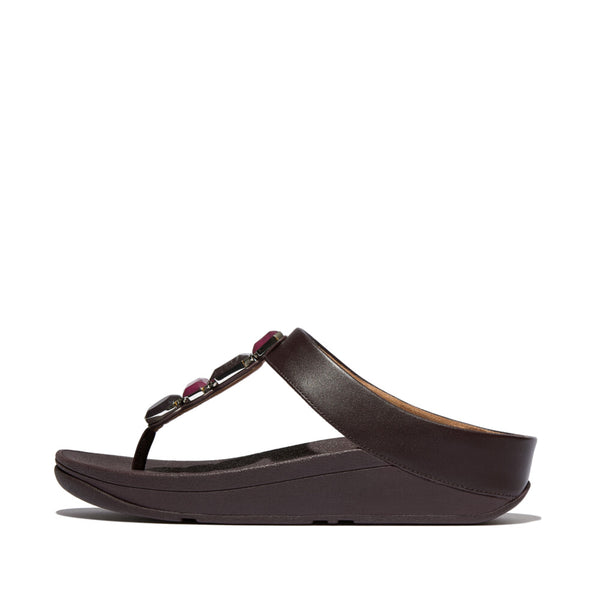 FINO MULTI-STONE LEATHER TOE-POST SANDALS