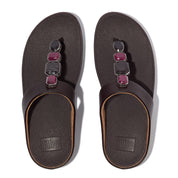 FINO MULTI-STONE LEATHER TOE-POST SANDALS- PLUMBERRY