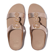 FINO RESIN-HOOP LEATHER H-BAR SLIDES - METALLIC CLASSIC BEIGE