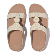 FINO RESIN-HOOP LEATHER H-BAR SLIDES - PARIS BEIGE