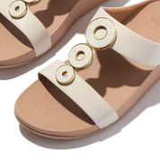 FINO RESIN-HOOP LEATHER H-BAR SLIDES - PARIS BEIGE