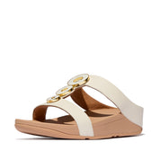 FINO RESIN-HOOP LEATHER H-BAR SLIDES - PARIS BEIGE