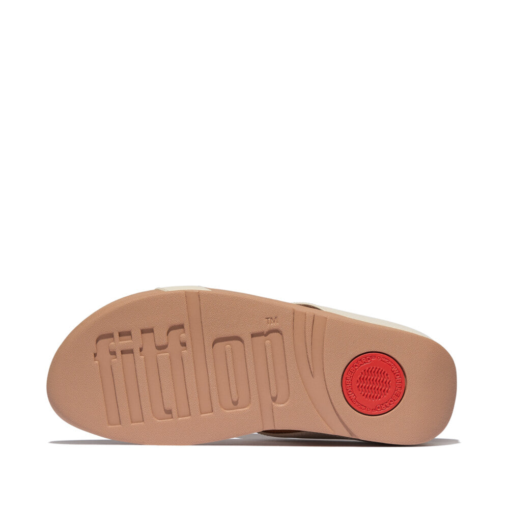 FINO RESIN-HOOP LEATHER H-BAR SLIDES - PARIS BEIGE