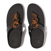 FINO RESIN-HOOP LEATHER TOE-POST SANDALS - ALL BLACK