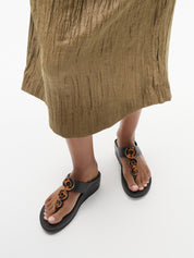 FINO RESIN-HOOP LEATHER TOE-POST SANDALS - ALL BLACK