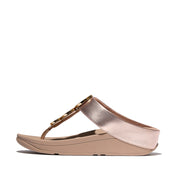 FINO RESIN-HOOP LEATHER TOE-POST SANDALS - METALLIC CLASSIC BEIGE