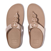 FINO RESIN-HOOP LEATHER TOE-POST SANDALS - METALLIC CLASSIC BEIGE
