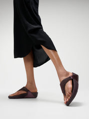 LULU SHIMMERLUX TOE-POST SANDALS