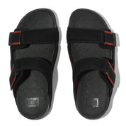GOGH MOC MENS ADJUSTABLE WATER-RESISTANT MESH SLIDES -BLACK/TERRACOTTA