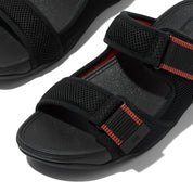 GOGH MOC MENS ADJUSTABLE WATER-RESISTANT MESH SLIDES -BLACK/TERRACOTTA