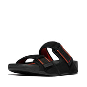 GOGH MOC MENS ADJUSTABLE WATER-RESISTANT MESH SLIDES -BLACK/TERRACOTTA