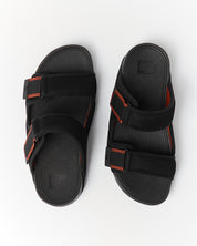 GOGH MOC MENS ADJUSTABLE WATER-RESISTANT MESH SLIDES -BLACK/TERRACOTTA