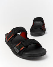 GOGH MOC MENS ADJUSTABLE WATER-RESISTANT MESH SLIDES -BLACK/TERRACOTTA