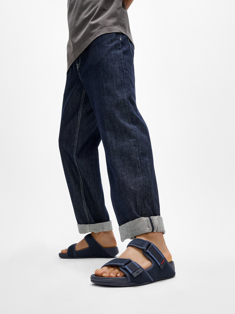 GOGH MOC MENS ADJUSTABLE WATER-RESISTANT MESH SLIDES- MIDNIGHT NAVY/OCEAN BLUE