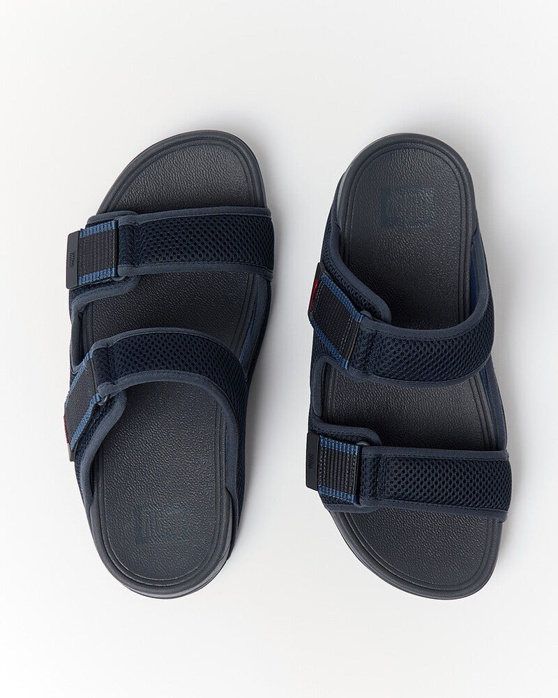 GOGH MOC MENS ADJUSTABLE WATER-RESISTANT MESH SLIDES- MIDNIGHT NAVY/OCEAN BLUE