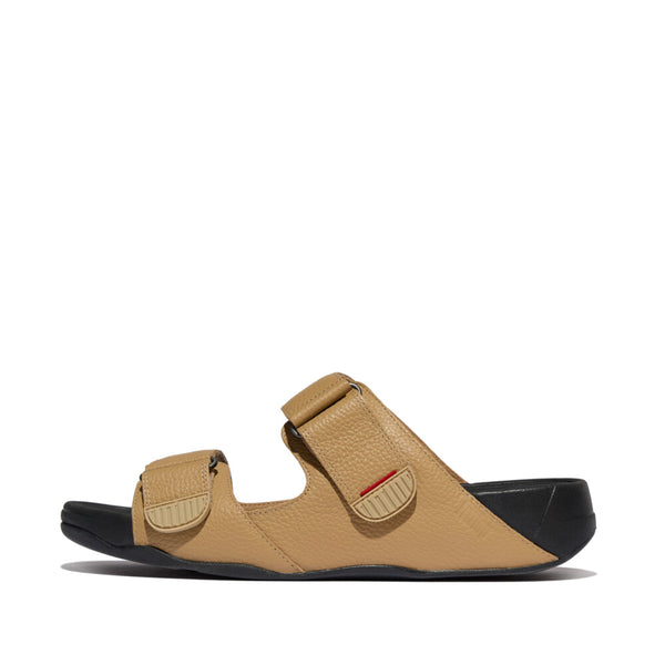 GOGH MOC MENS ADJUSTABLE LEATHER SLIDES - CAMEL