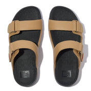 GOGH MOC MENS ADJUSTABLE LEATHER SLIDES - CAMEL